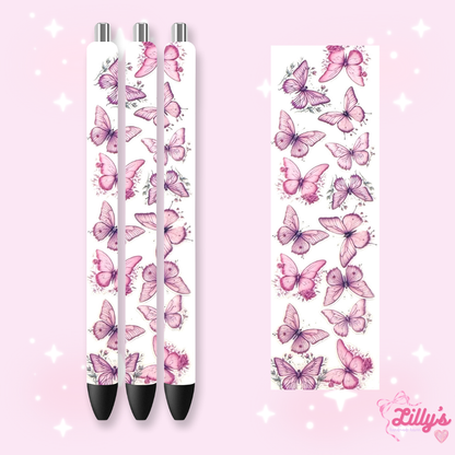 Flowers, Butterfly & Cow Custom Glitter Resin Pens – Choose Your Wrap & Glitter