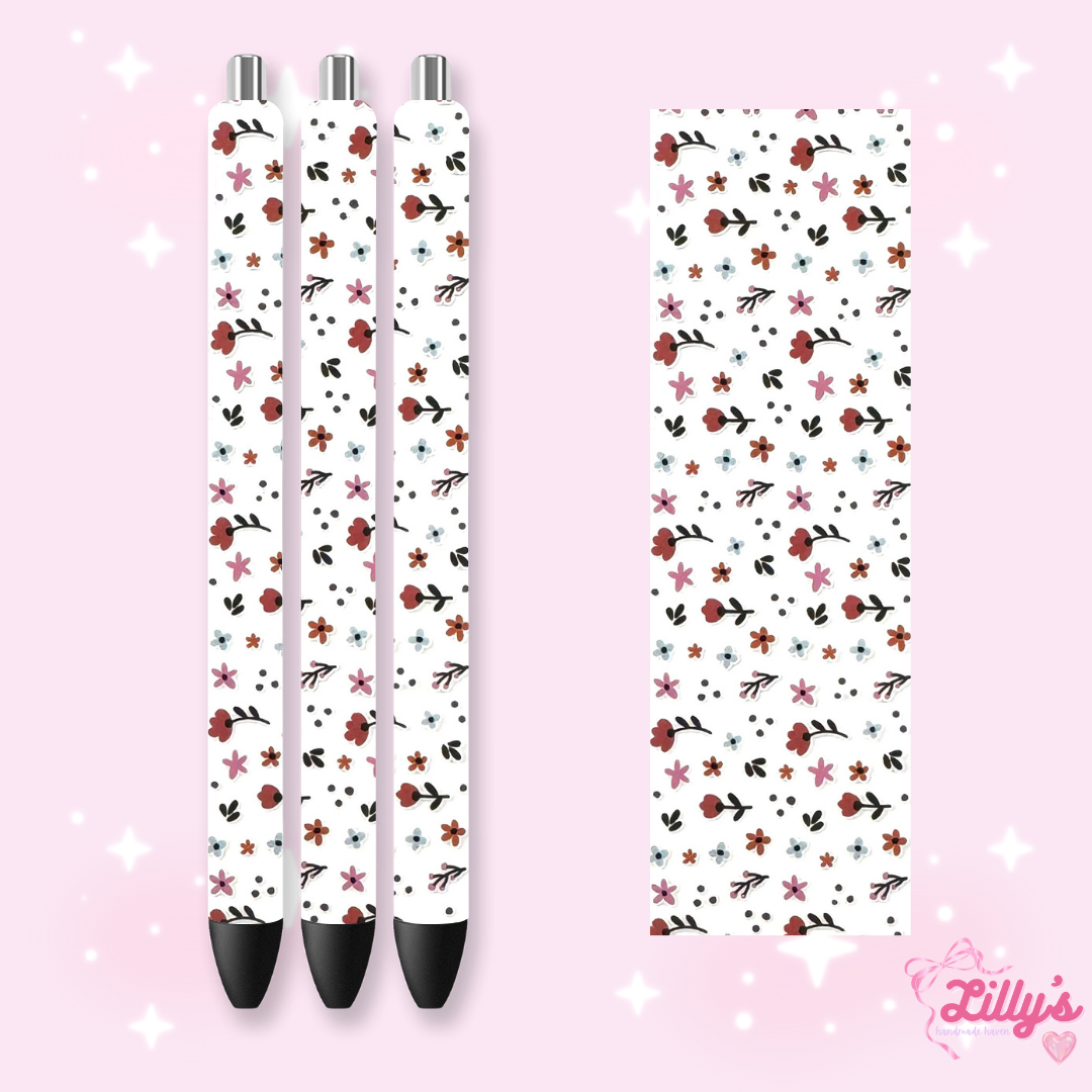 Flowers, Butterfly & Cow Custom Glitter Resin Pens – Choose Your Wrap & Glitter