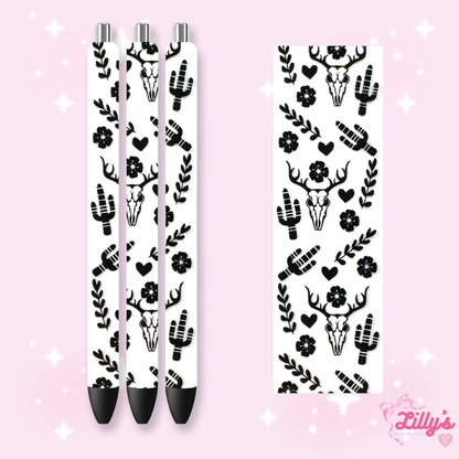 Flowers, Butterfly & Cow Custom Glitter Resin Pens – Choose Your Wrap & Glitter