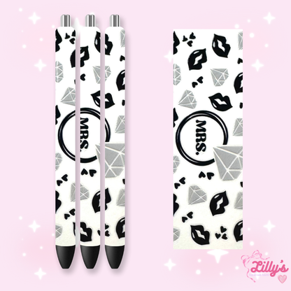 Girly, Bows, Mama & Dog Custom Glitter Resin Pens – Choose Your Wrap & Glitter