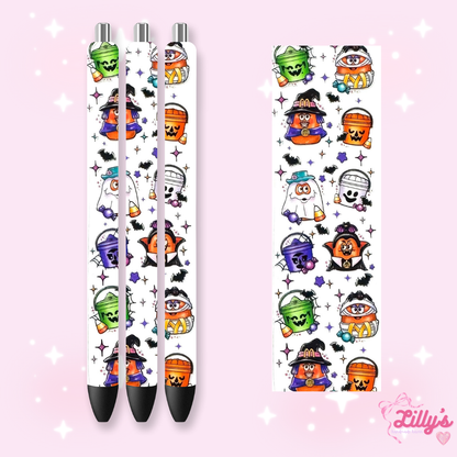 Horror & Spooky Custom Glitter Resin Pens – Choose Your Wrap & Glitter