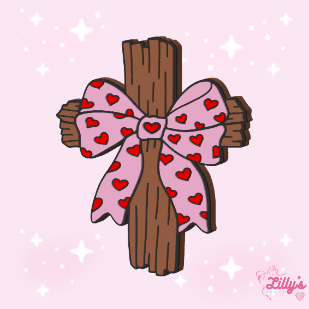 Cross with Bow Pen Topper