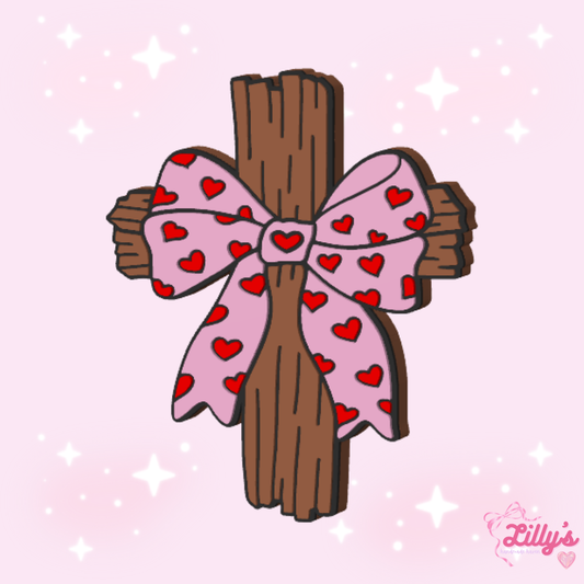 Cross with Bow Pen Topper