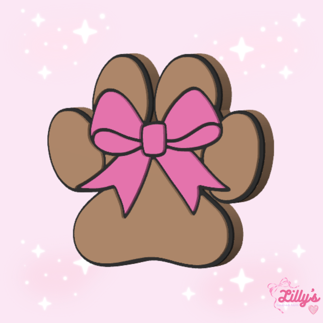 Dog Paw with Bow Pen Topper