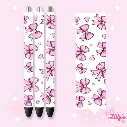 Girly, Bows, Mama & Dog Custom Glitter Resin Pens – Choose Your Wrap & Glitter