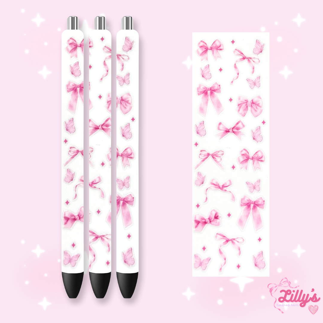 Girly, Bows, Mama & Dog Custom Glitter Resin Pens – Choose Your Wrap & Glitter