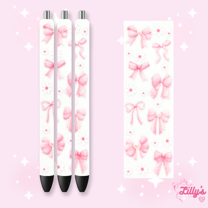 Girly, Bows, Mama & Dog Custom Glitter Resin Pens – Choose Your Wrap & Glitter