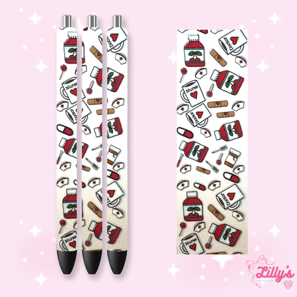 Nurse, Teacher & Sports Custom Glitter Resin Pens – Choose Your Wrap & Glitter