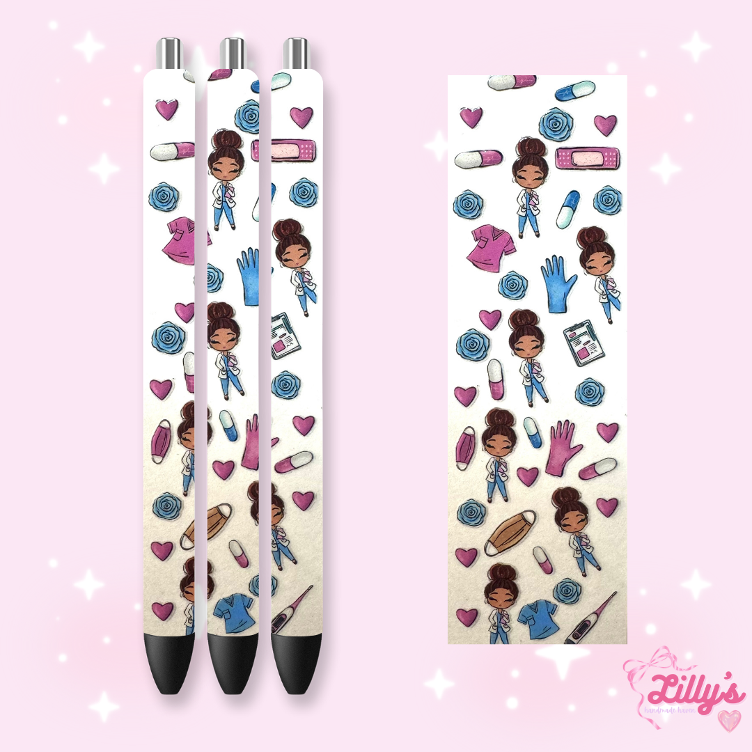 Nurse, Teacher & Sports Custom Glitter Resin Pens – Choose Your Wrap & Glitter
