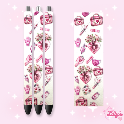 Nurse, Teacher & Sports Custom Glitter Resin Pens – Choose Your Wrap & Glitter