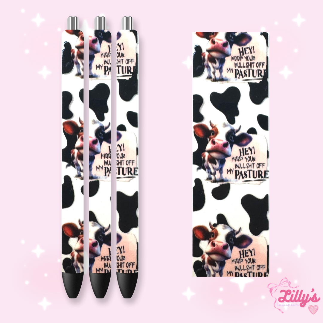 Flowers, Butterfly & Cow Custom Glitter Resin Pens – Choose Your Wrap & Glitter