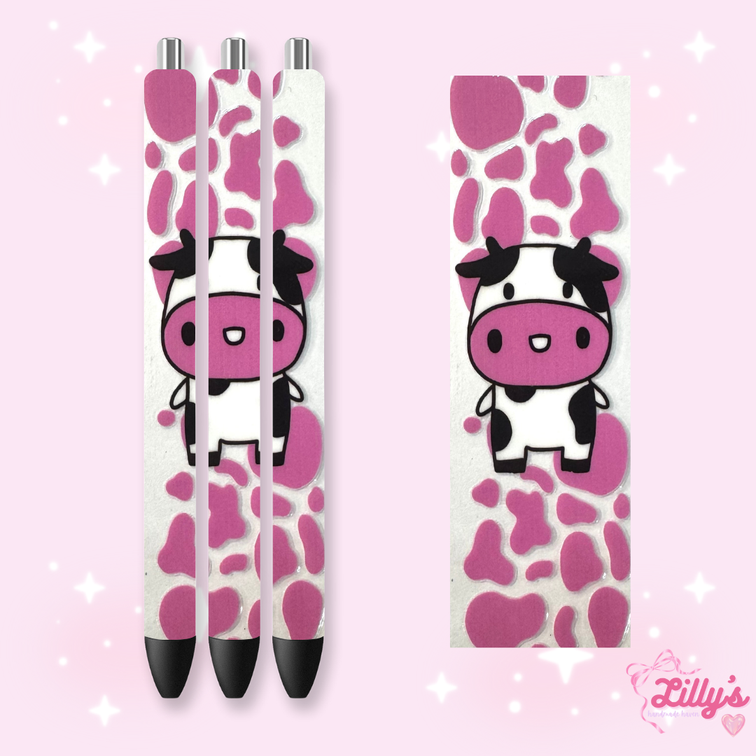 Flowers, Butterfly & Cow Custom Glitter Resin Pens – Choose Your Wrap & Glitter