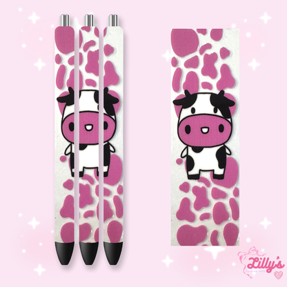 Flowers, Butterfly & Cow Custom Glitter Resin Pens – Choose Your Wrap & Glitter