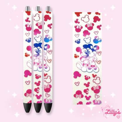 Mouse Theme Park & Princess Custom Glitter Resin Pens – Choose Your Wrap & Glitter