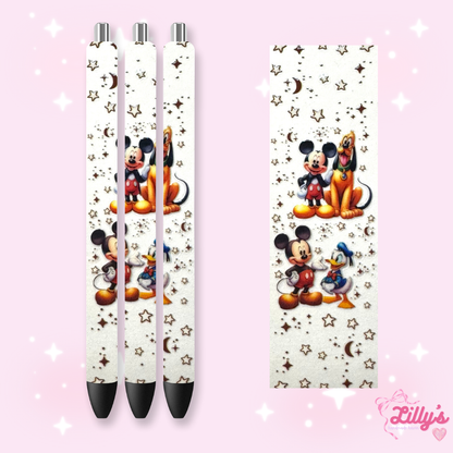 Mouse Theme Park & Princess Custom Glitter Resin Pens – Choose Your Wrap & Glitter
