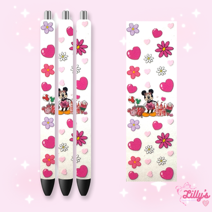 Mouse Theme Park & Princess Custom Glitter Resin Pens – Choose Your Wrap & Glitter
