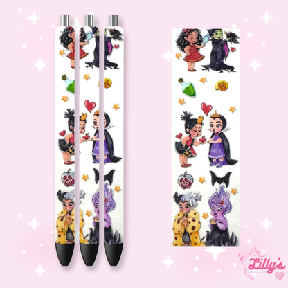 Mouse Theme Park & Princess Custom Glitter Resin Pens – Choose Your Wrap & Glitter