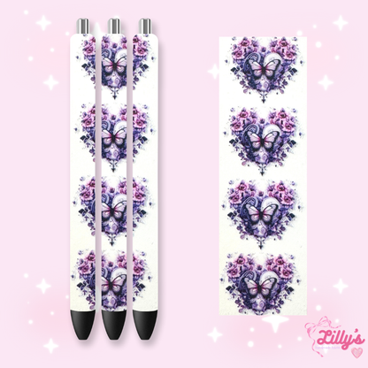 Flowers, Butterfly & Cow Custom Glitter Resin Pens – Choose Your Wrap & Glitter