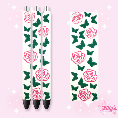 Flowers, Butterfly & Cow Custom Glitter Resin Pens – Choose Your Wrap & Glitter