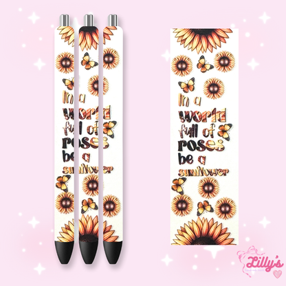 Flowers, Butterfly & Cow Custom Glitter Resin Pens – Choose Your Wrap & Glitter