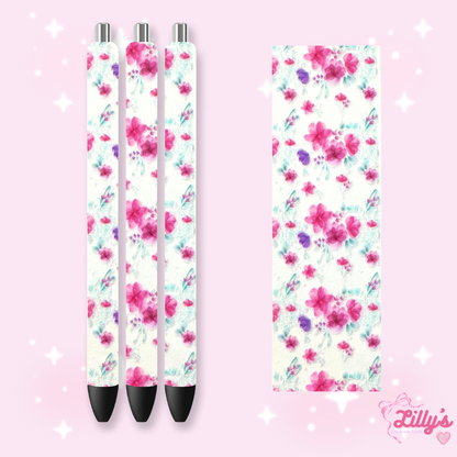 Flowers, Butterfly & Cow Custom Glitter Resin Pens – Choose Your Wrap & Glitter