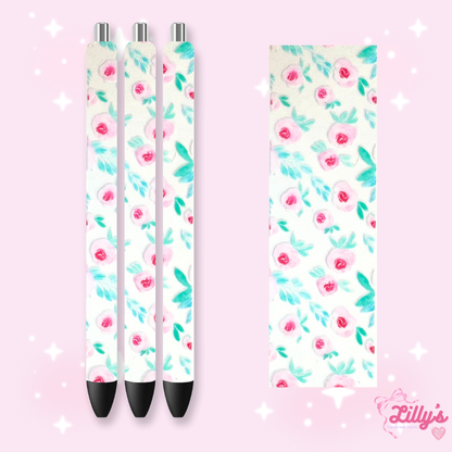 Flowers, Butterfly & Cow Custom Glitter Resin Pens – Choose Your Wrap & Glitter