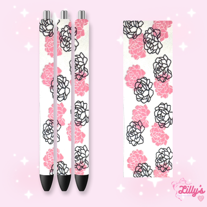 Flowers, Butterfly & Cow Custom Glitter Resin Pens – Choose Your Wrap & Glitter