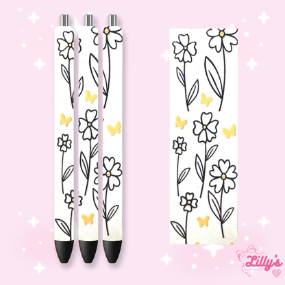 Flowers, Butterfly & Cow Custom Glitter Resin Pens – Choose Your Wrap & Glitter