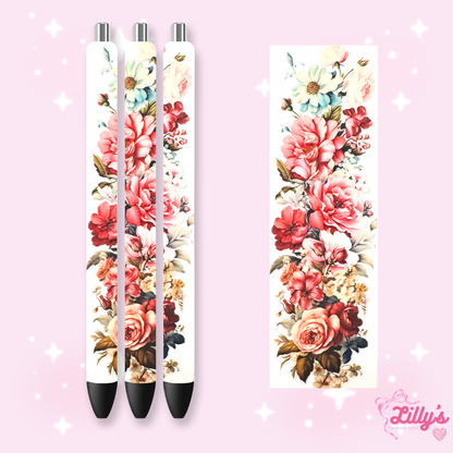 Flowers, Butterfly & Cow Custom Glitter Resin Pens – Choose Your Wrap & Glitter
