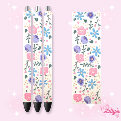 Flowers, Butterfly & Cow Custom Glitter Resin Pens – Choose Your Wrap & Glitter