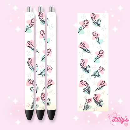 Flowers, Butterfly & Cow Custom Glitter Resin Pens – Choose Your Wrap & Glitter