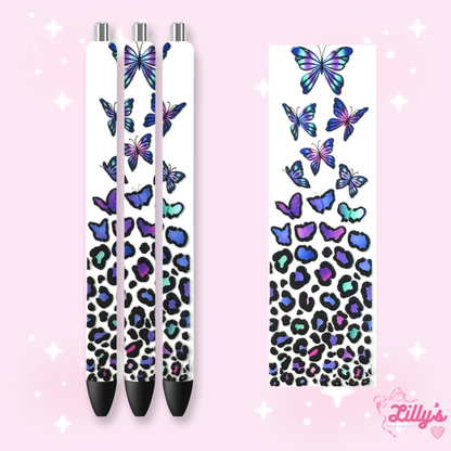 Flowers, Butterfly & Cow Custom Glitter Resin Pens – Choose Your Wrap & Glitter