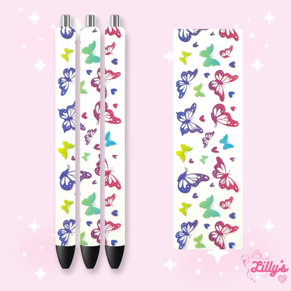Flowers, Butterfly & Cow Custom Glitter Resin Pens – Choose Your Wrap & Glitter