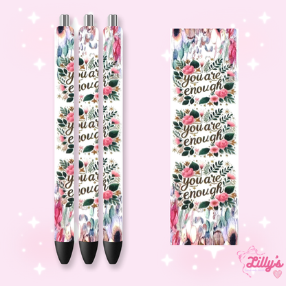 Positivity & Faith Custom Glitter Resin Pens – Choose Your Wrap & Glitter