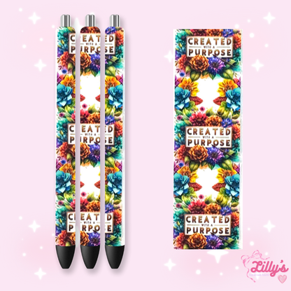 Positivity & Faith Custom Glitter Resin Pens – Choose Your Wrap & Glitter