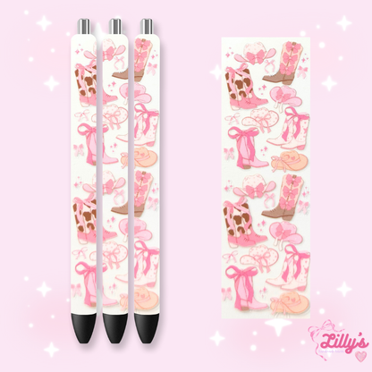 Girly, Bows, Mama & Dog Custom Glitter Resin Pens – Choose Your Wrap & Glitter