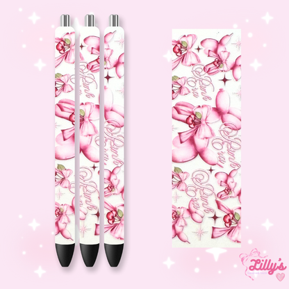 Girly, Bows, Mama & Dog Custom Glitter Resin Pens – Choose Your Wrap & Glitter
