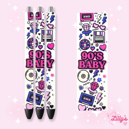 Girly, Bows, Mama & Dog Custom Glitter Resin Pens – Choose Your Wrap & Glitter