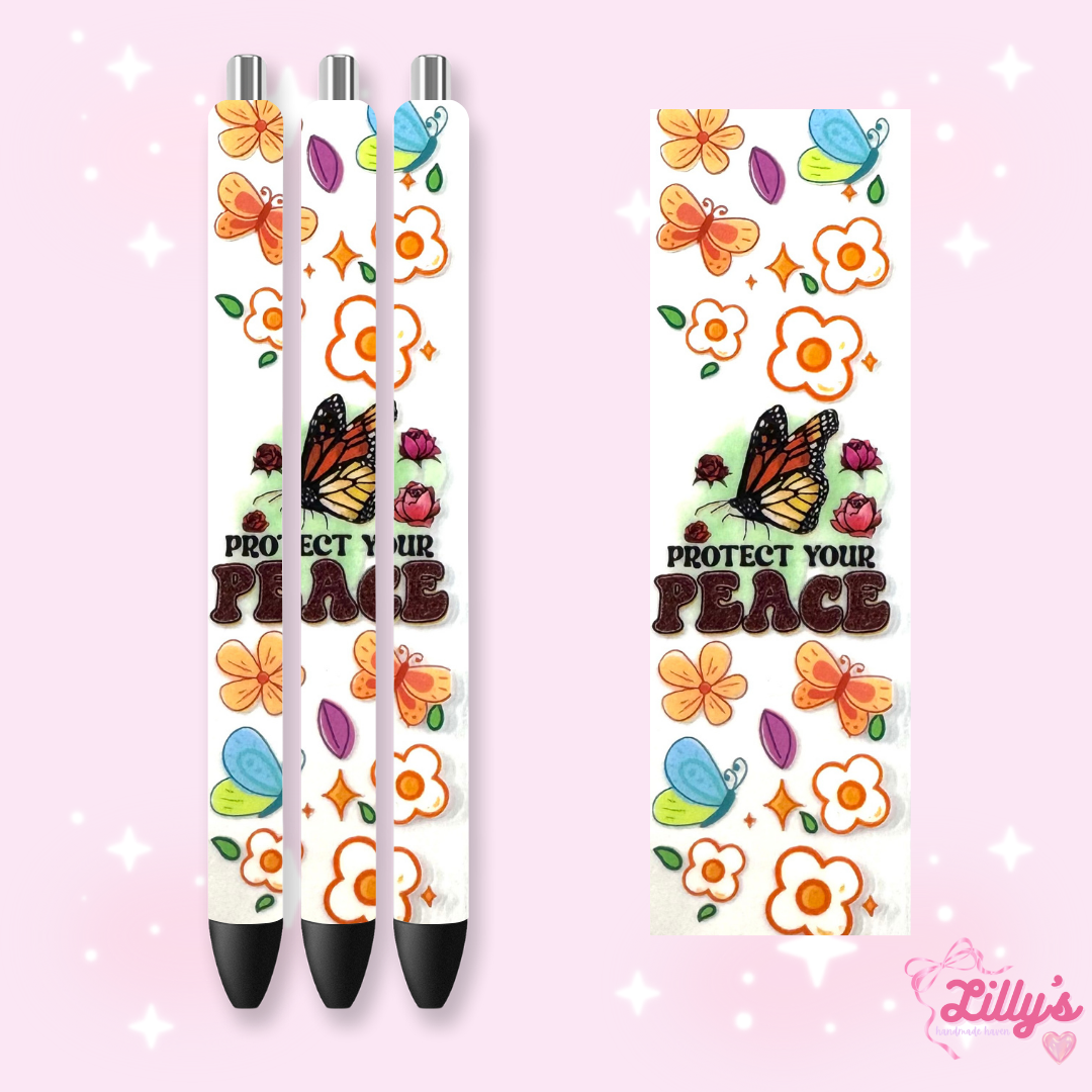 Positivity, Sarcastic & Faith Custom Glitter Resin Pens – Choose Your Wrap & Glitter