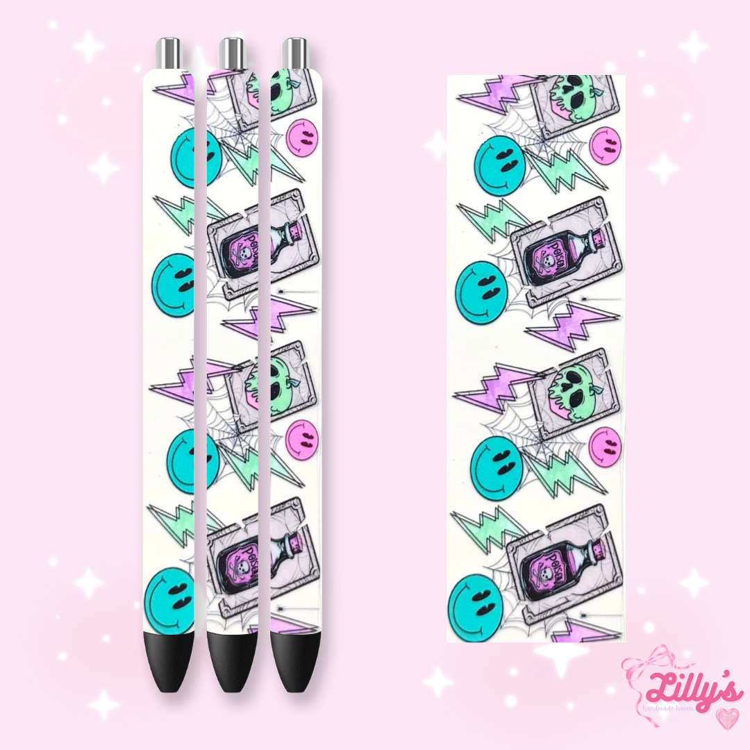 Horror & Spooky Custom Glitter Resin Pens – Choose Your Wrap & Glitter