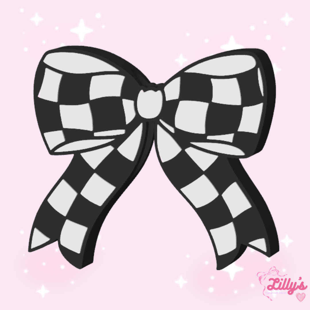 Checkered Bow Straw Topper