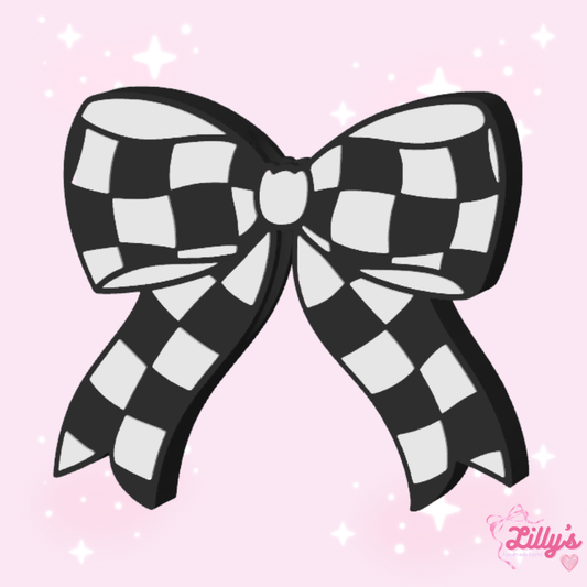 Checkered Bow Straw Topper
