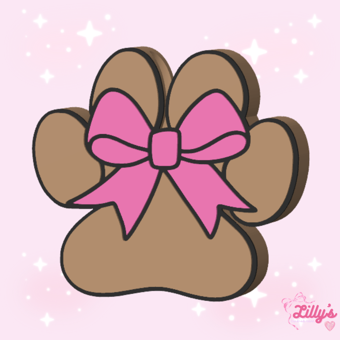 Dog Paw with Bow Straw Topper