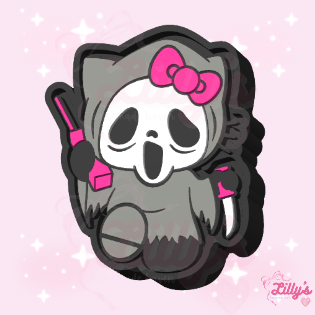 Cute Cat Ghost Face Clicker Keychain