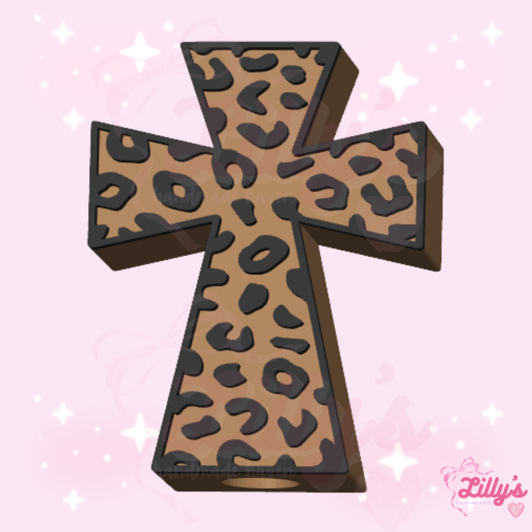 Leopard Cross Straw Topper