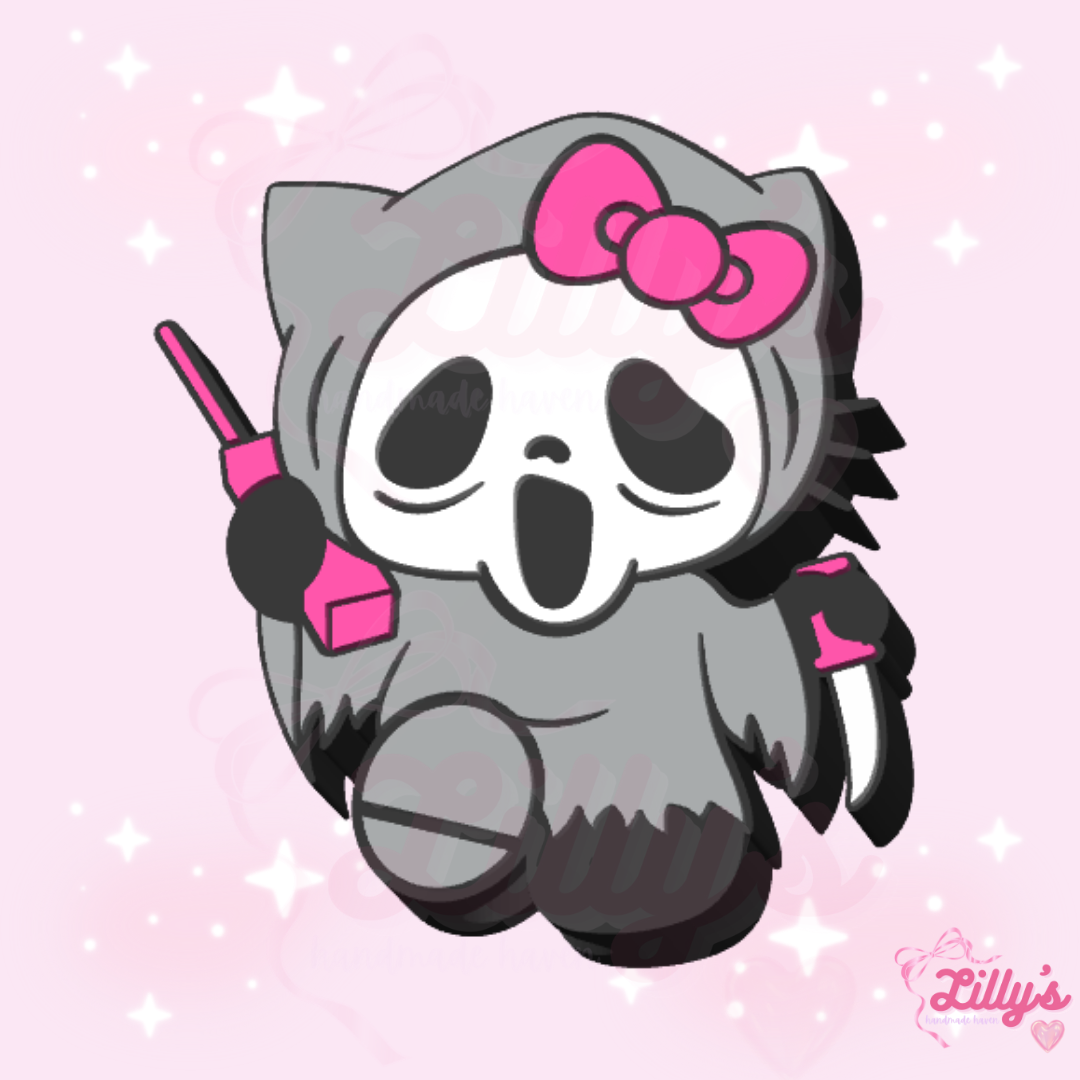 Cute Cat Ghost Face Telephone Straw Topper