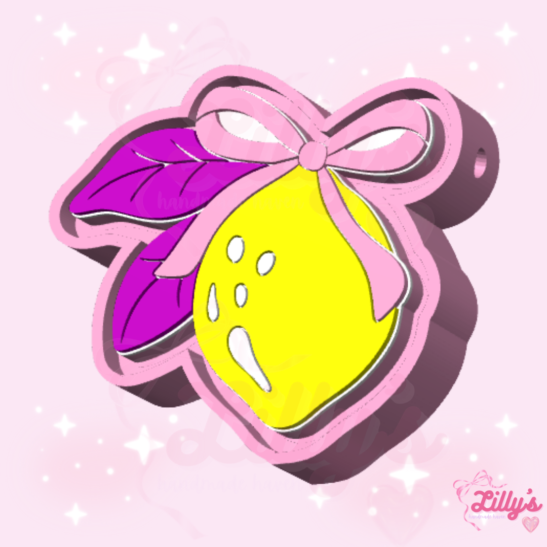 Lemon with Bow Fidget Clicker Keychain