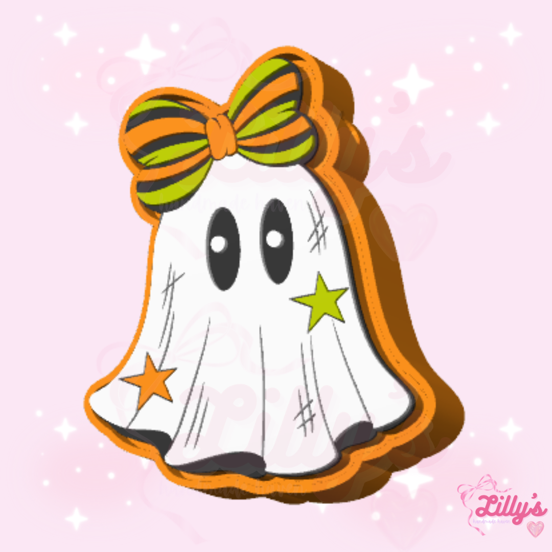Cool Ghost with Bow Fidget Clicker Keychain