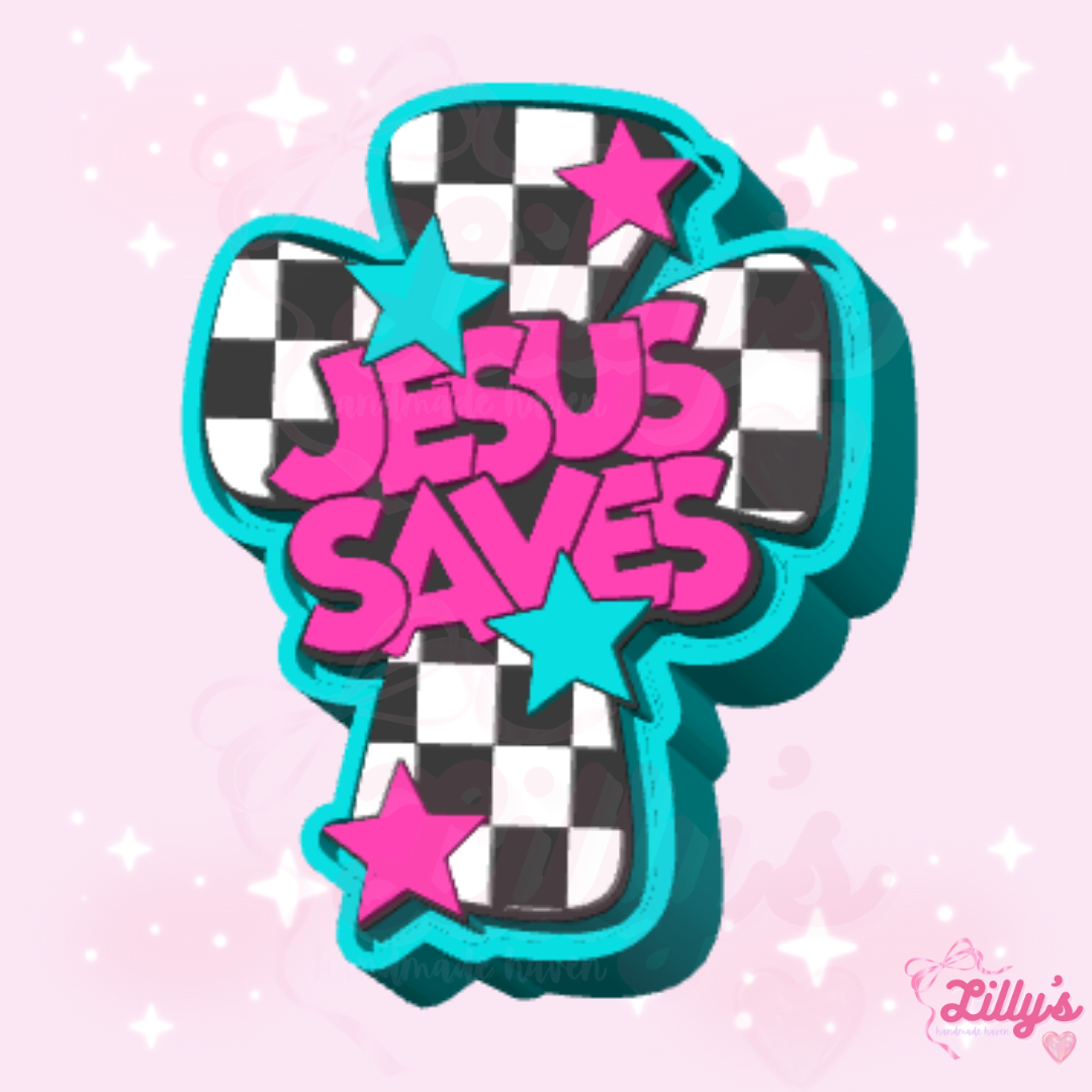 Jesus Saves with Bow Fidget Clicker Keychain