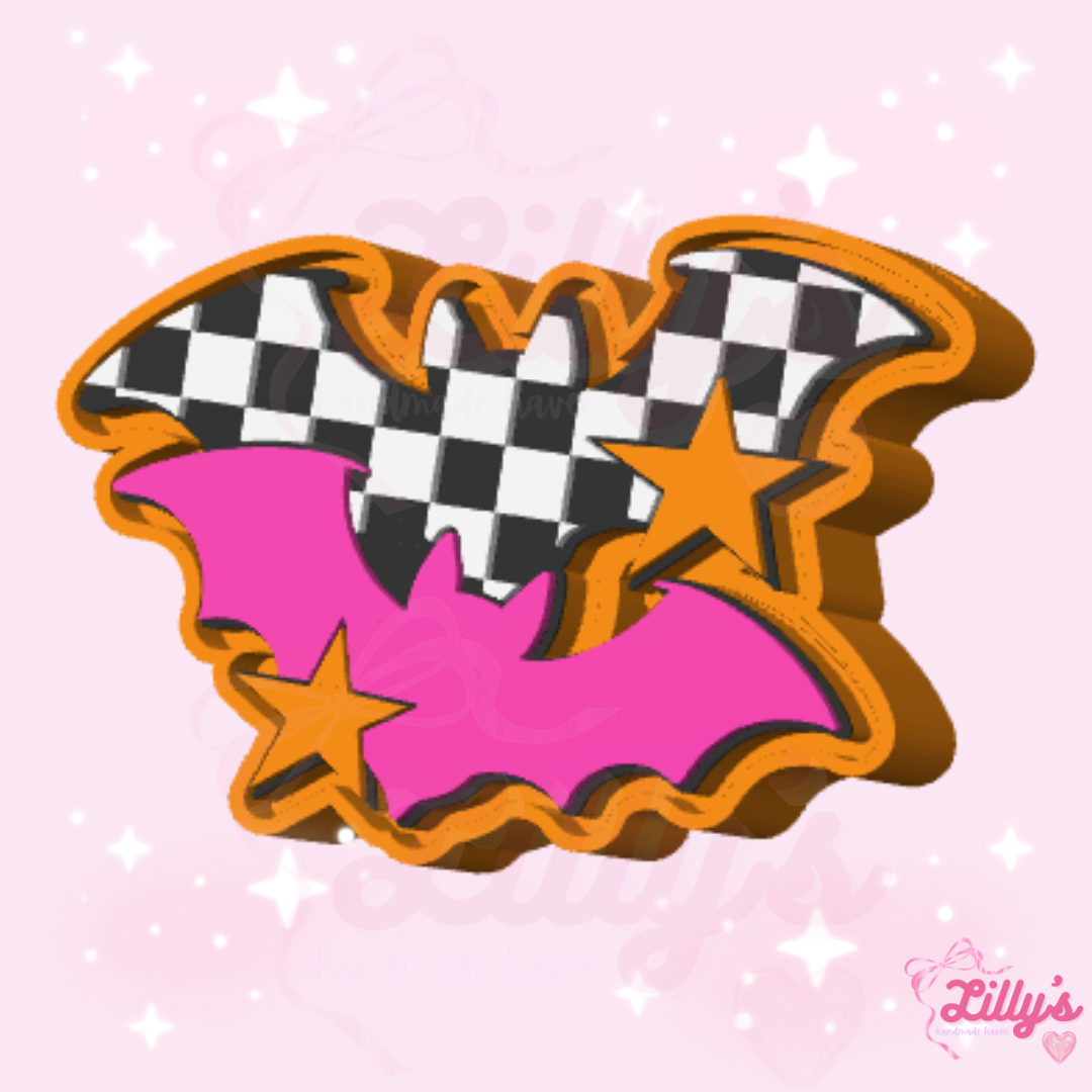 Checkered Bats Fidget Clicker Keychain